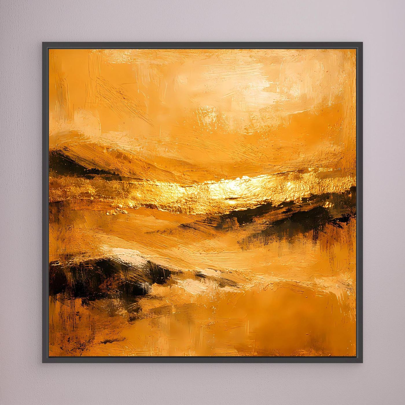 Leinwand Abstrakte Landschaft in Gold und Ocker | Modernes Elegantes Natur Wandbild
