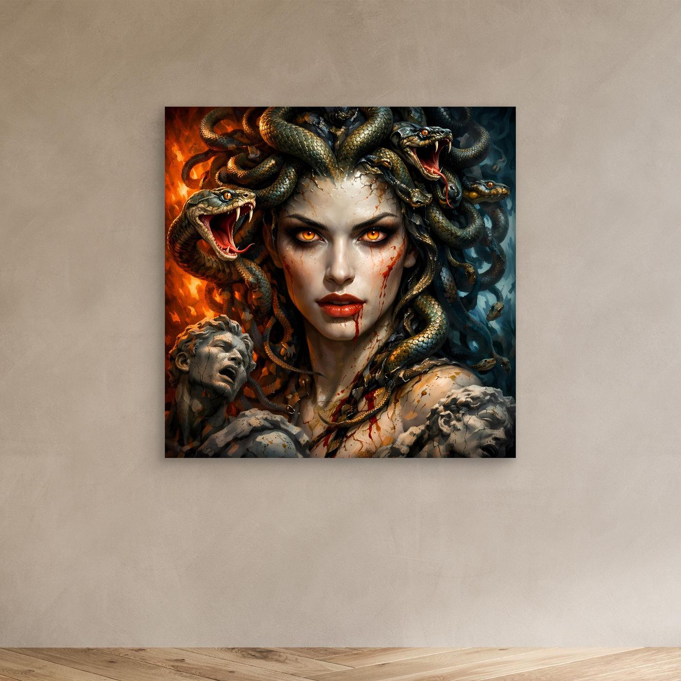 Leinwand Mythische Medusa mit Schlangenhaar | Griechische Mythologie Wandbild