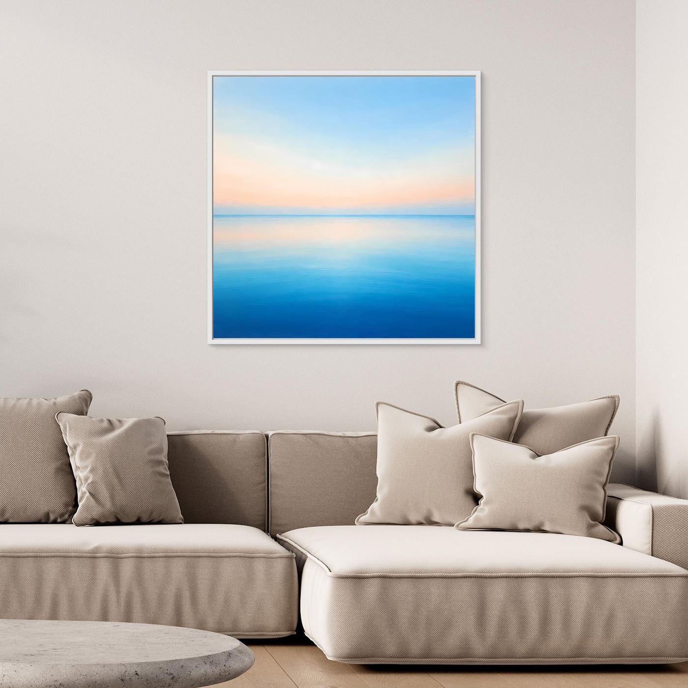 Leinwand Minimalistischer Meereshorizont im Pastelllicht | Abstraktes Ozean Wandbild