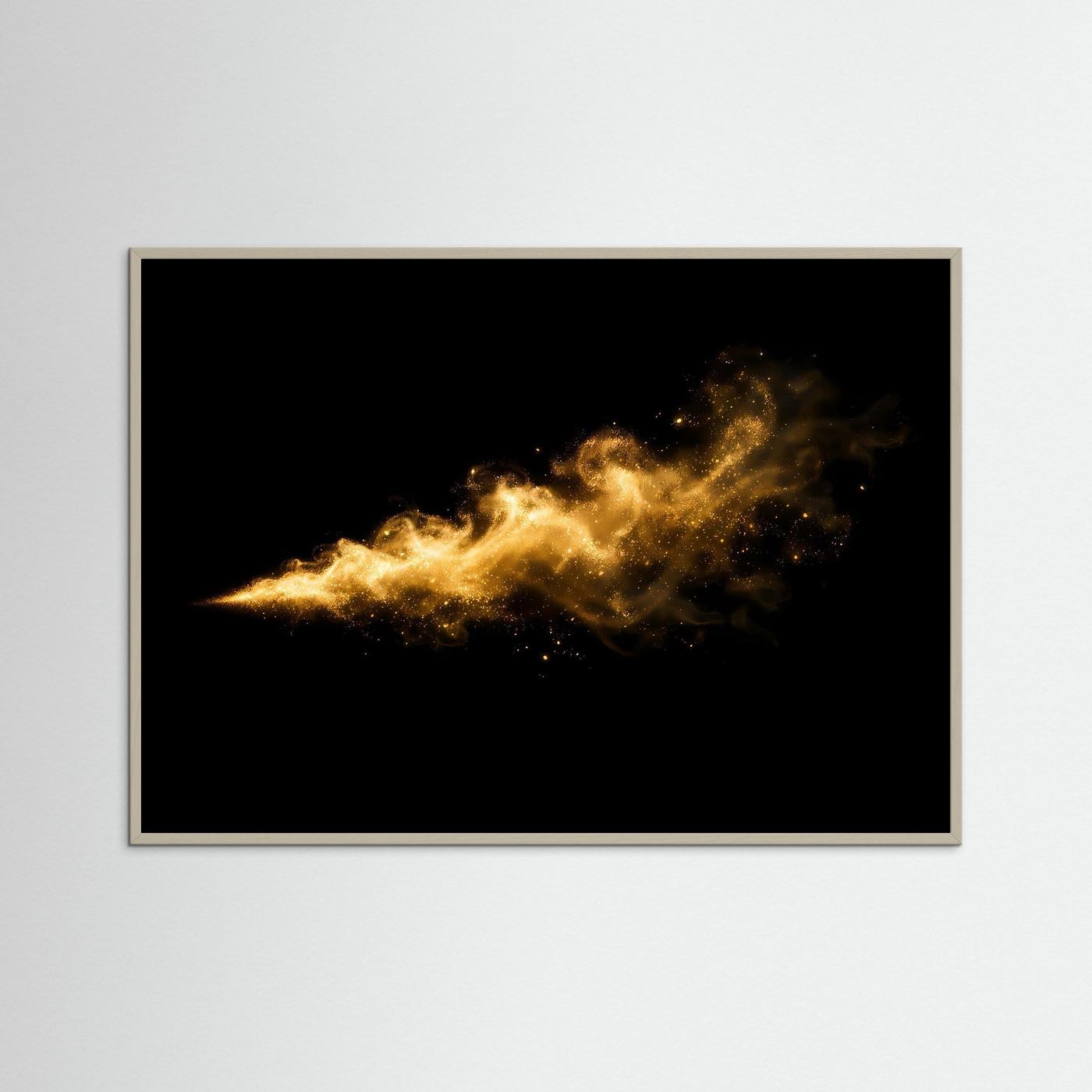 Eleganter Goldstaub im Rauchwirbel | Abstraktes Luxus Poster Querformat