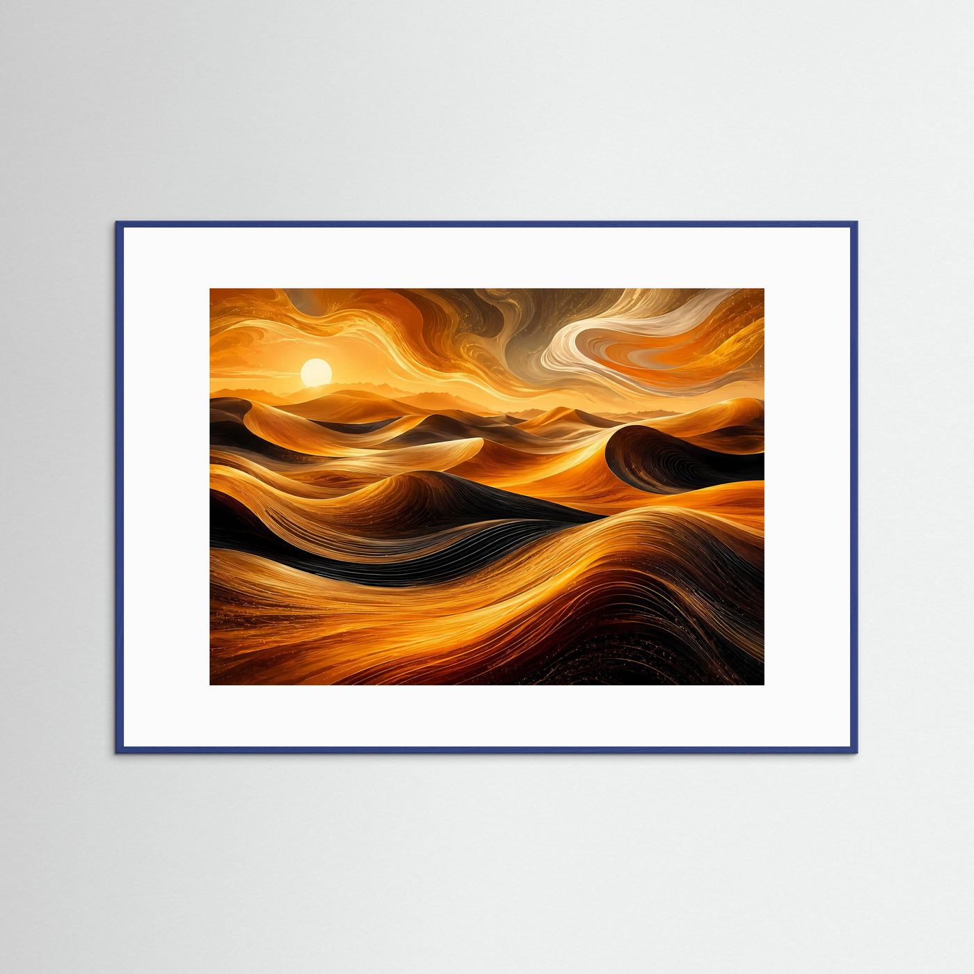 Wüstenlandschaft Poster | Abstrakte Goldene Sanddünen | Moderne Wüstenkunst | Minimalistische Landschaft | Fine Art Wandbild | Elegante Wanddekoration