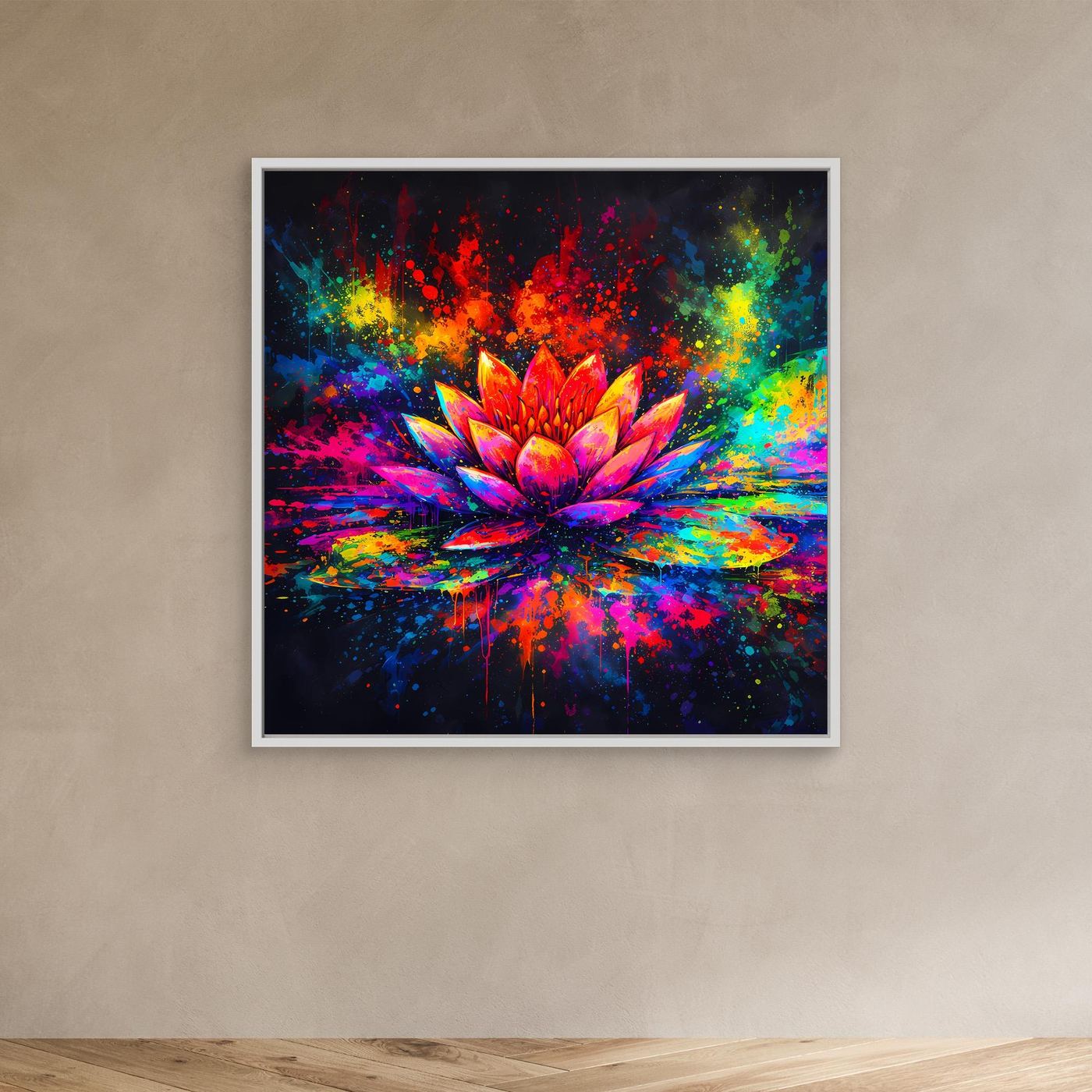 Leinwandbild Farbenfrohe Seerose | Abstraktes Lotus Wandbild auf Keilrahmen