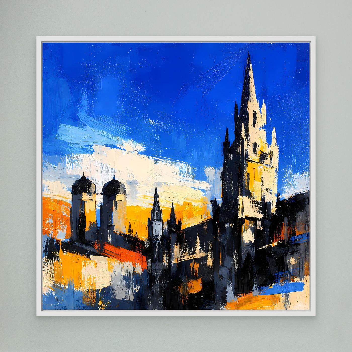 Leinwand Historische Stadtkulisse bei Sonnenuntergang | Abstraktes Architektur Wandbild