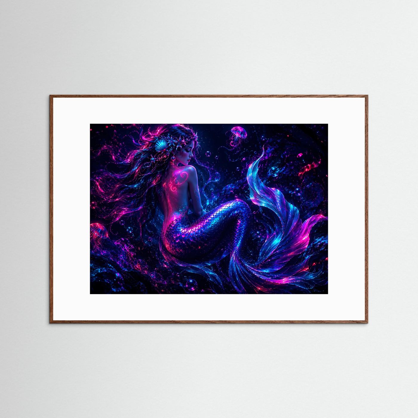 Neon Meerjungfrau | Mystische Unterwasserwelt in Pink & Blau