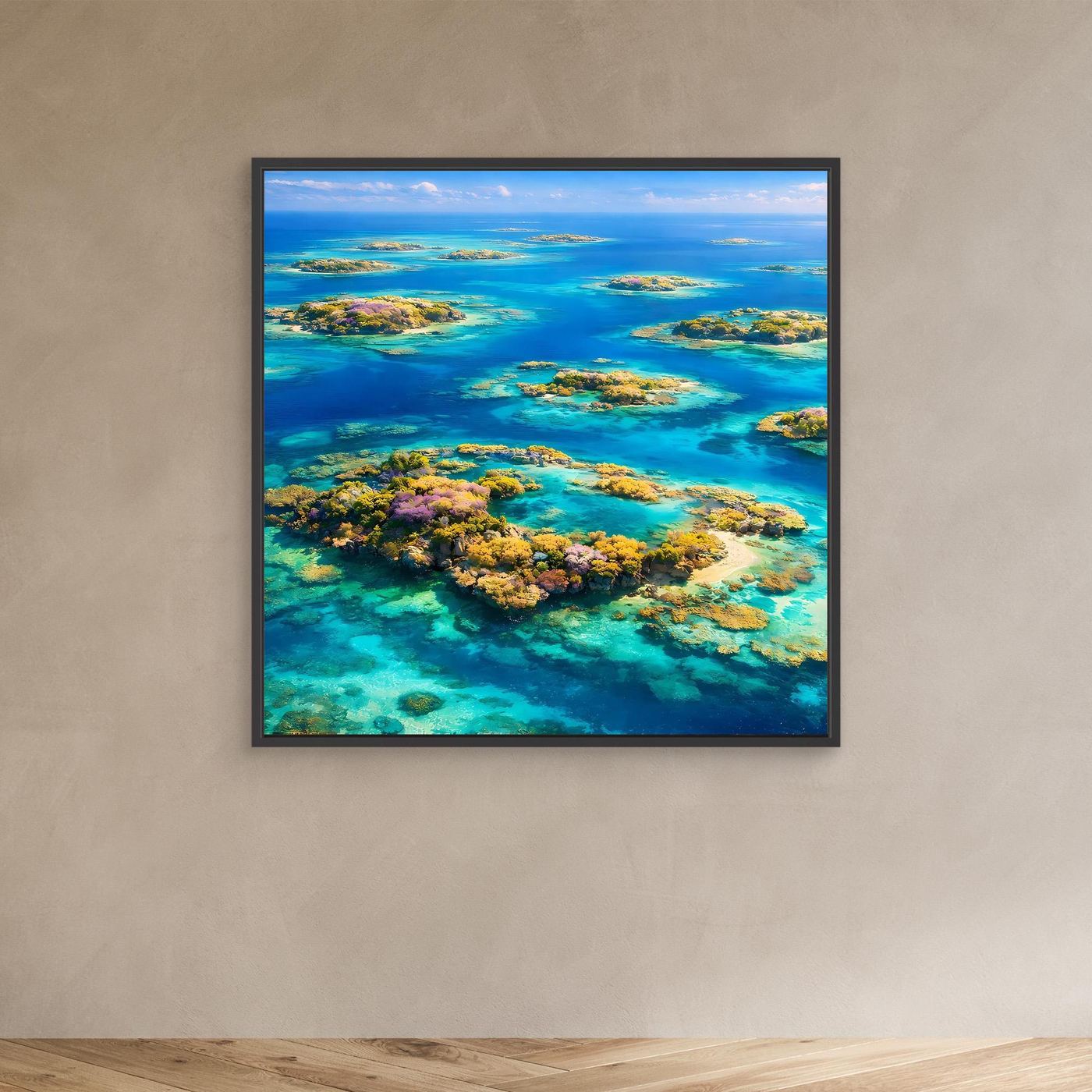 Leinwandbild Paradiesische Inselwelt | Tropisches Atoll Wandbild auf echtem Holzkeilrahmen
