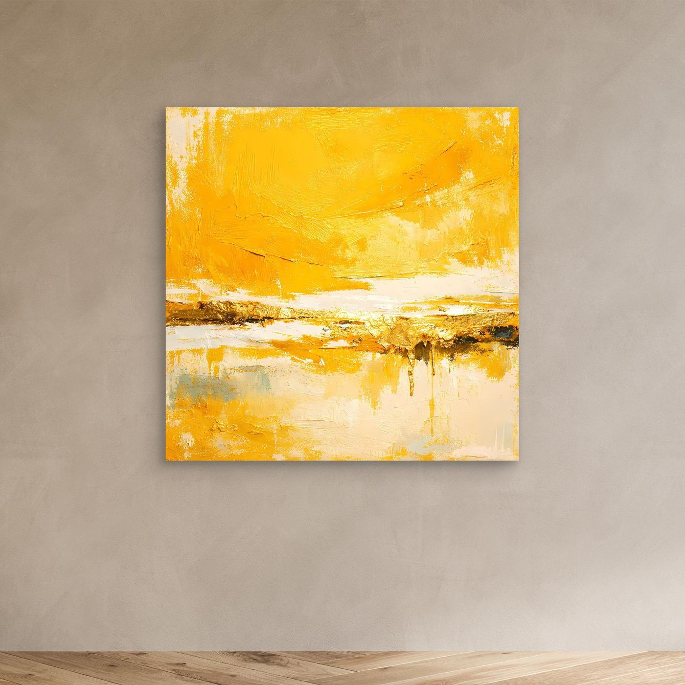 Leinwand Abstraktes Gemälde in Sonnengelb und Gold | Modernes Abstraktes Wandbild