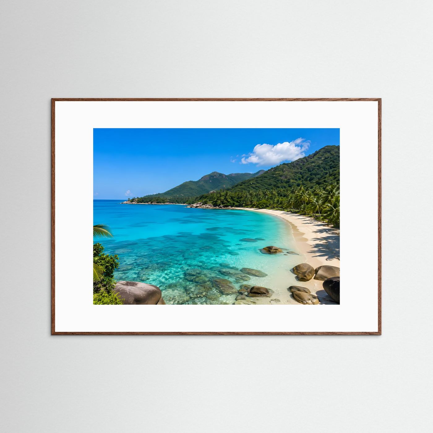 Tropische Traumbucht | Türkisblaues Meer & Palmen Wandbild