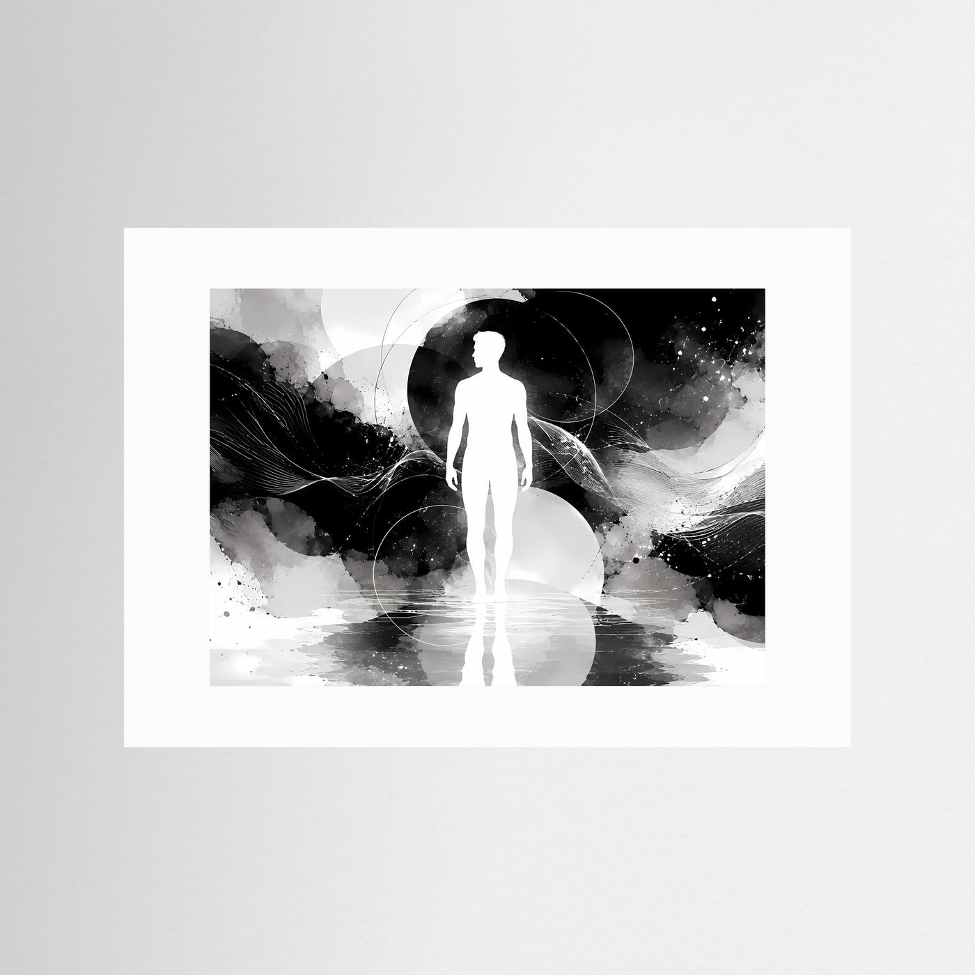 Abstrakte Mensch Silhouette Schwarz Weiß Poster | Minimalistische Line Art | Moderne Wandkunst | Spirituelles Design | Zeitgenössische Leinwand