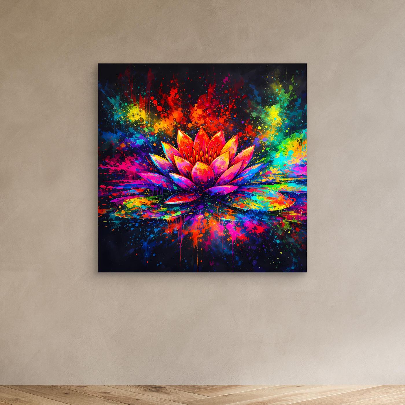 Leinwandbild Farbenfrohe Seerose | Abstraktes Lotus Wandbild auf Keilrahmen