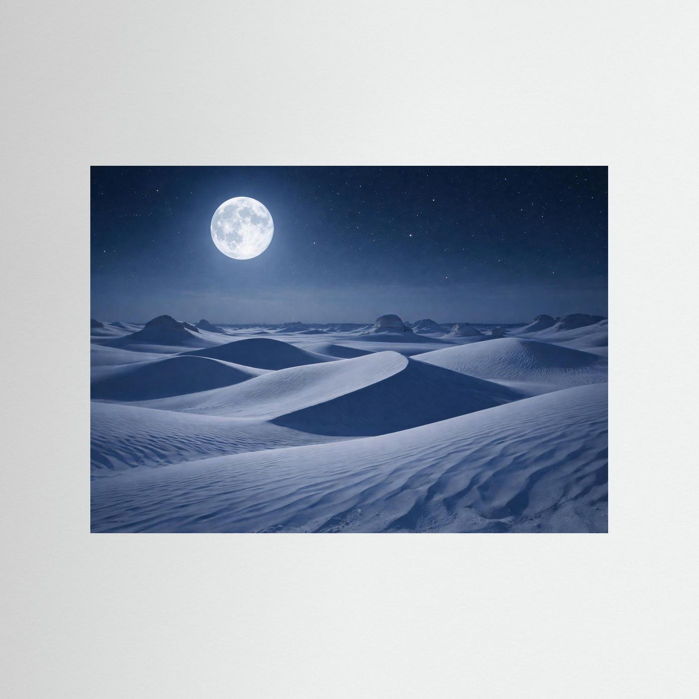 Vollmond über der Wüste | Nachtlandschaft & Sterne Poster Querformat