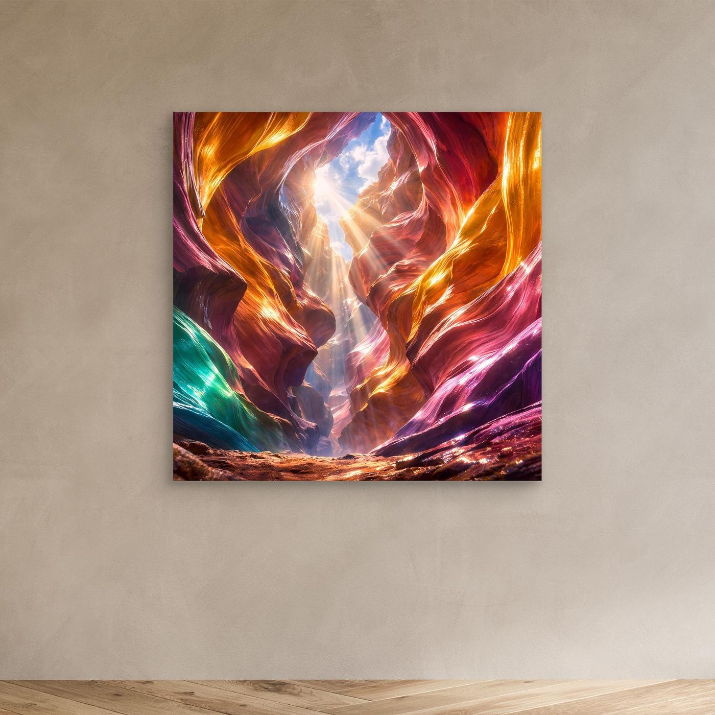 Leinwandbild Magischer Antelope Canyon | Abstraktes Felsenschauspiel Wandbild auf echtem Holzkeilrahmen