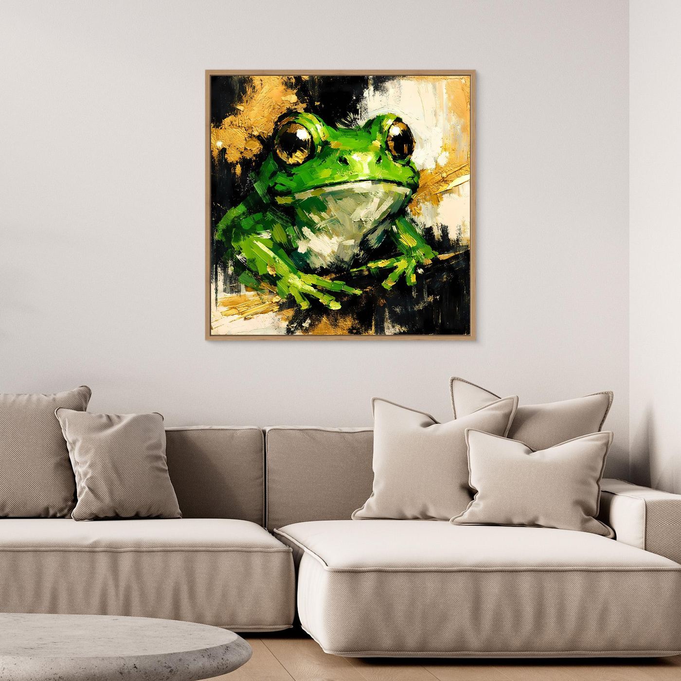 Leinwand Farbenfroher Grüner Frosch | Abstraktes Tier Wandbild