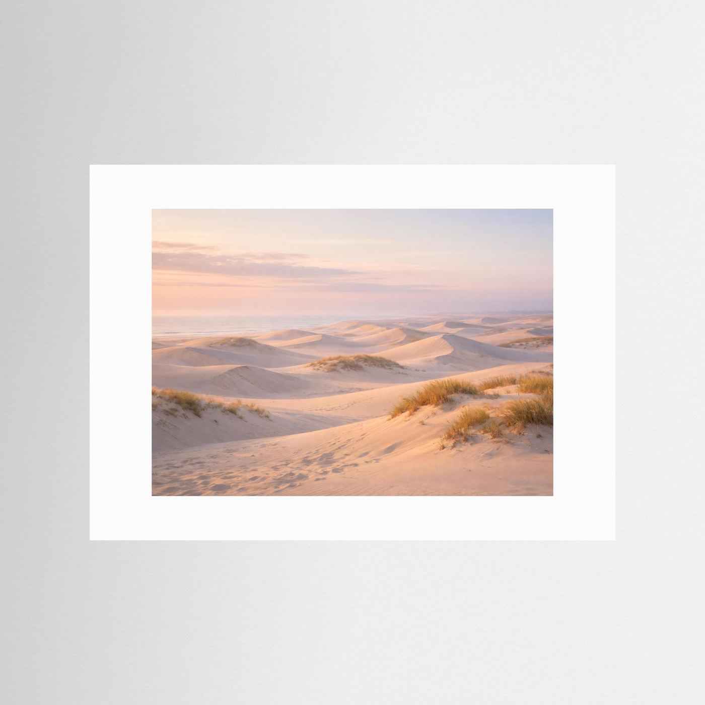 Sanfte Dünenlandschaft am Meer im Abendlicht | Panorama Dünen & Strand Poster Querformat