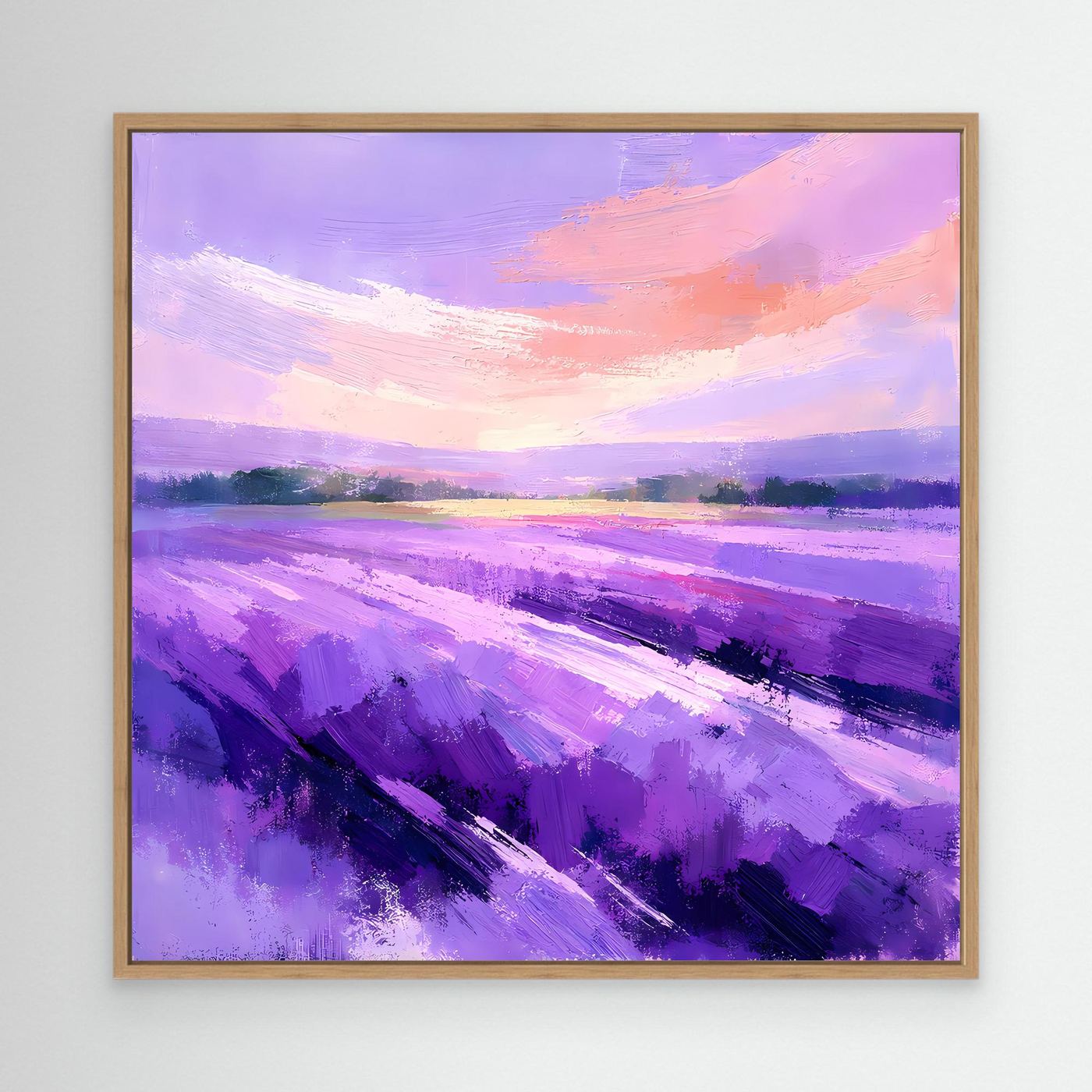 Leinwand Abstraktes Lavendelfeld im Abendlicht | Modernes Provence Wandbild Lila