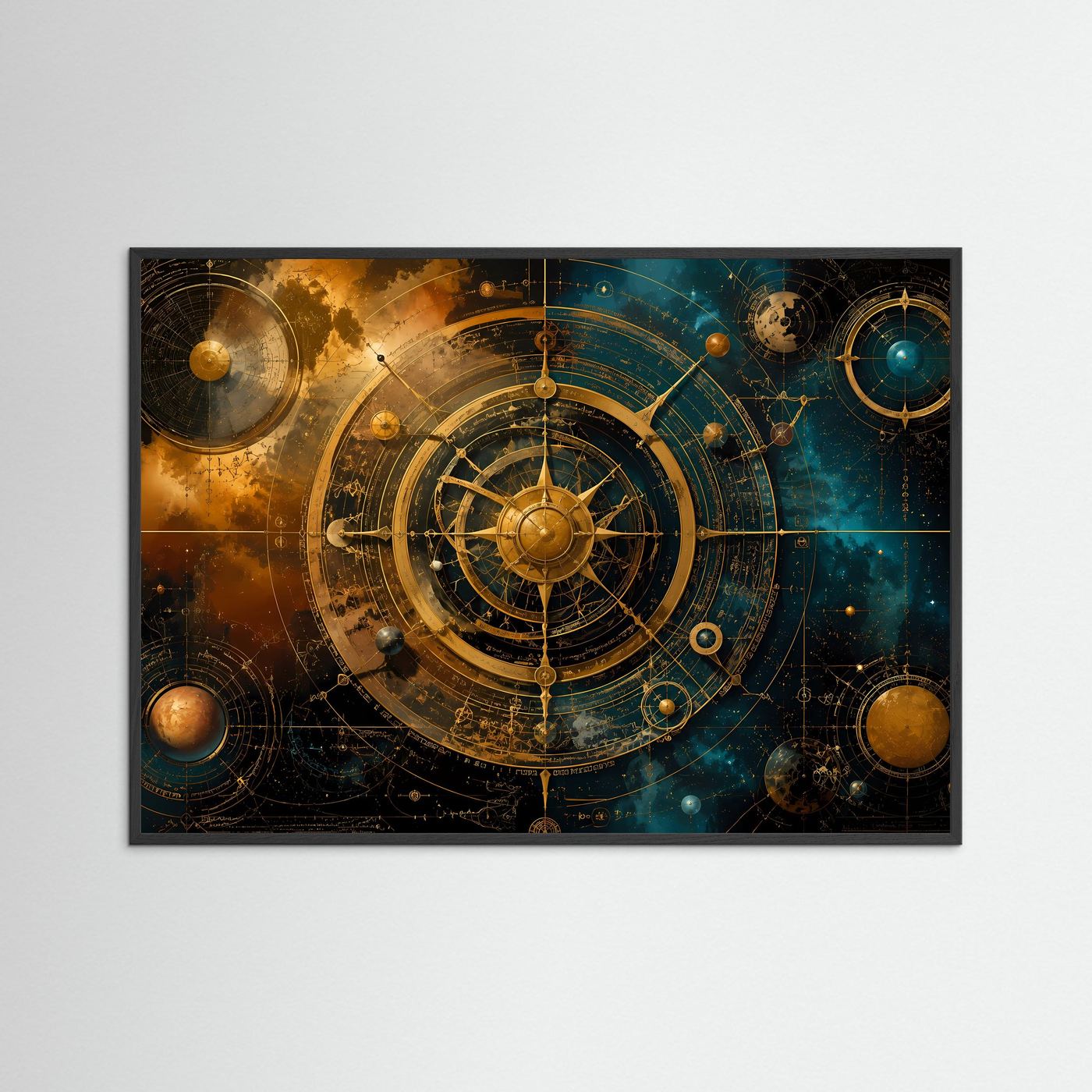 Kosmische Navigation | Astronomische Uhr & Astrologie Poster mit Gold- und Galaxie-Akzenten