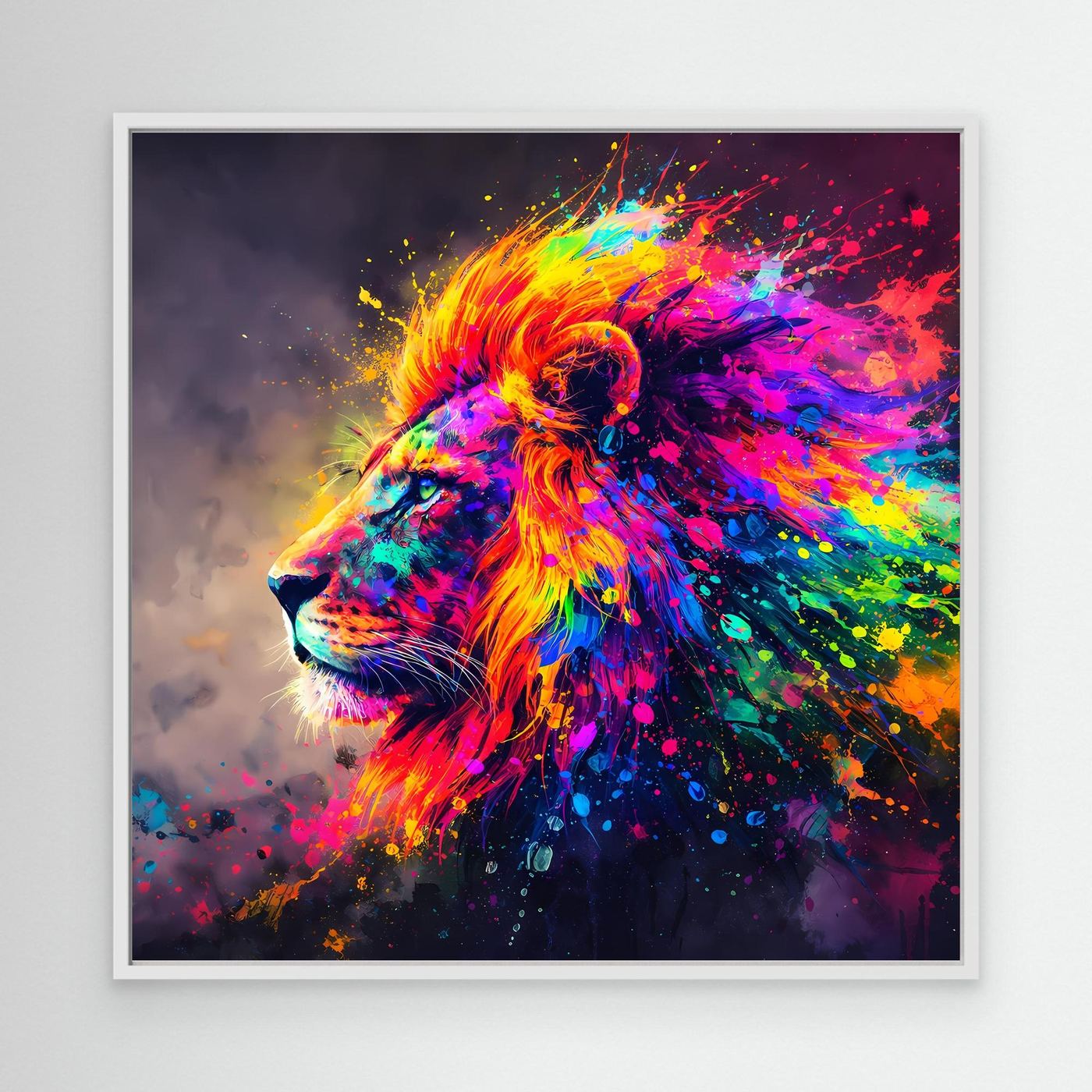 Leinwandbild Majestätischer Löwe | Abstraktes Pop-Art Löwen Wandbild auf Keilrahmen