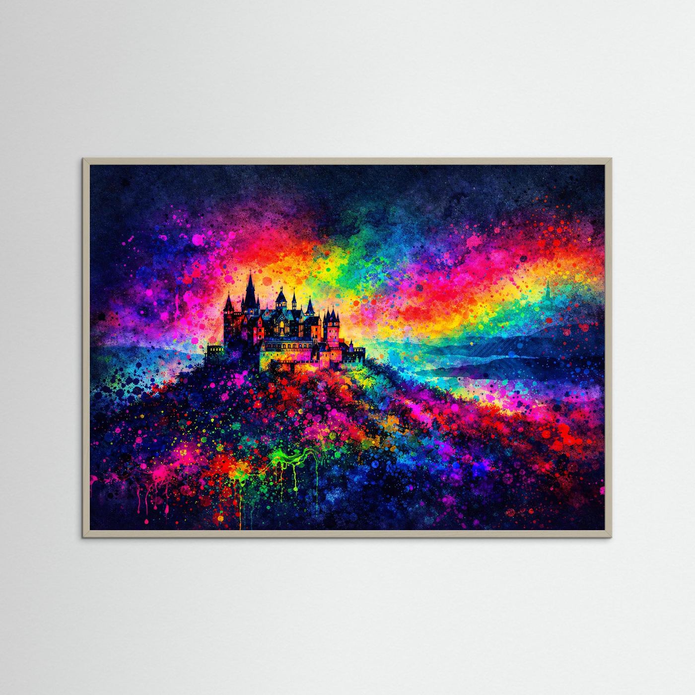 Majestätische Burg Hohenzollern Expressionismus | Bunte Architektur & Kunst Poster Querformat