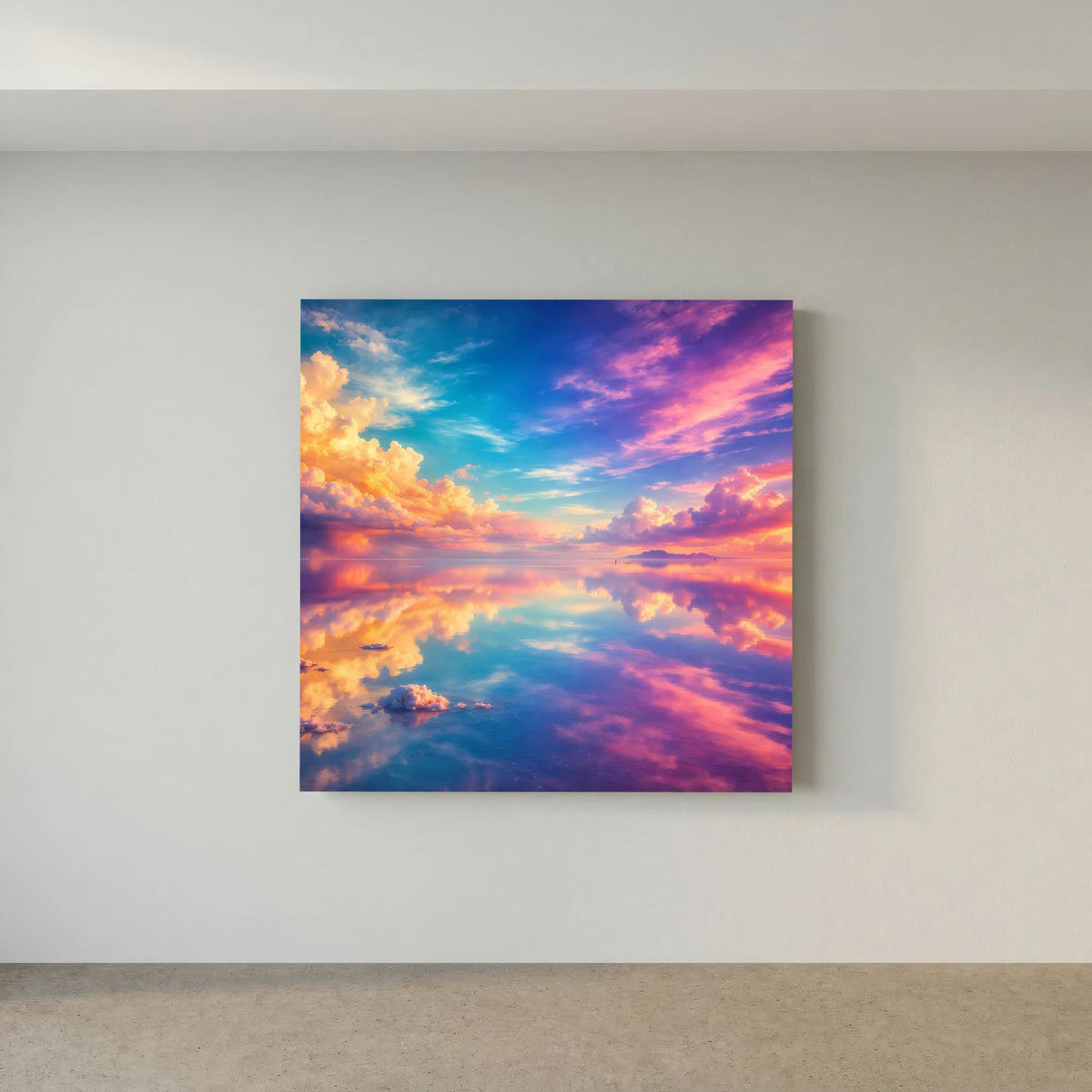 Leinwandbild mit violettem und blauem Himmel sowie orangefarbenen Wolken