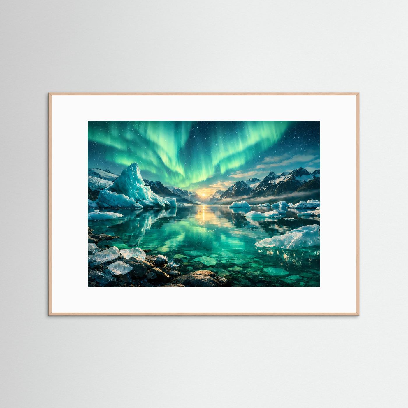 Magische Polarlichter über der Gletscherlandschaft | Natur & Nordlicht-Wandbild