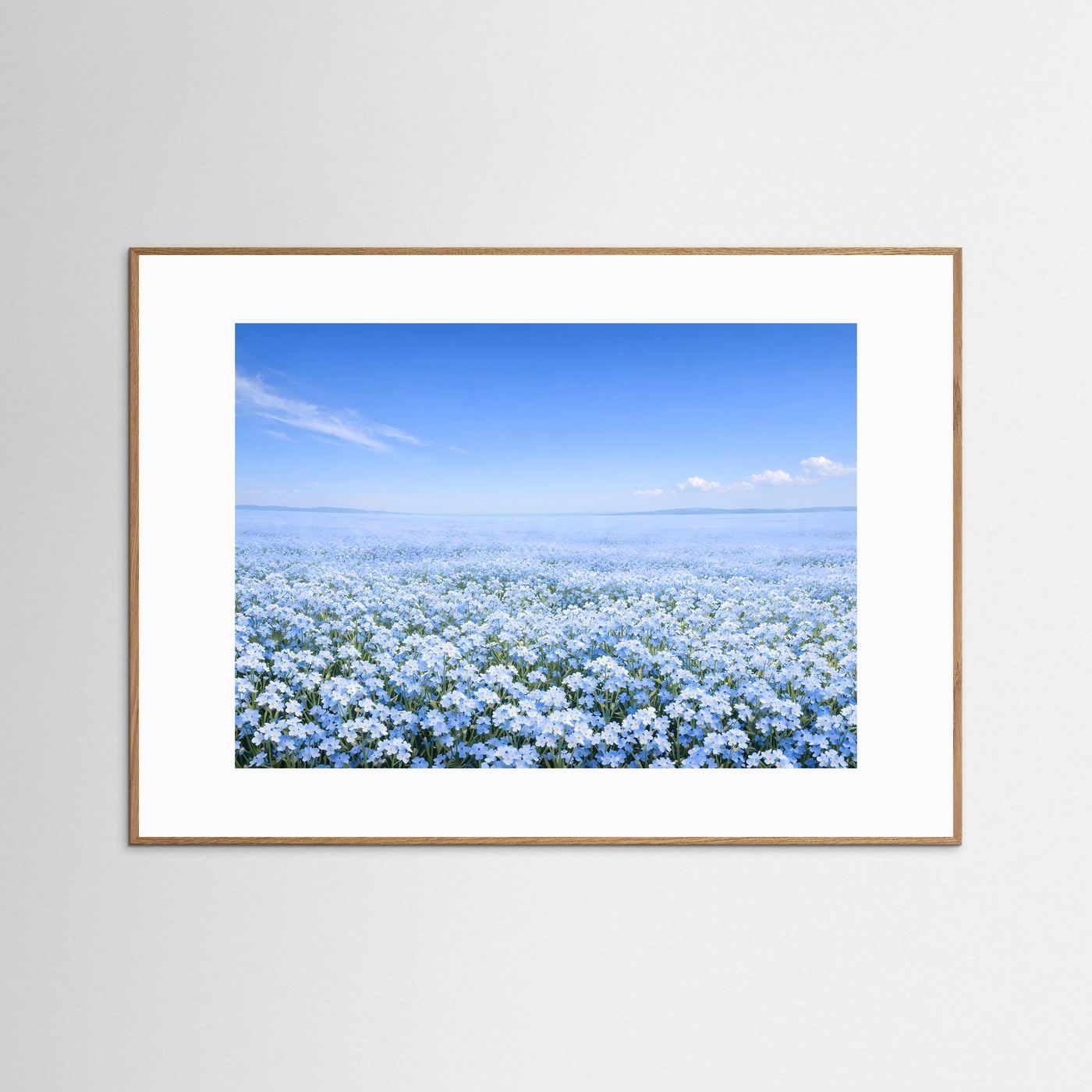 Endloses Vergissmeinnicht Blumenfeld | Blaues Blütenmeer Natur Poster Querformat