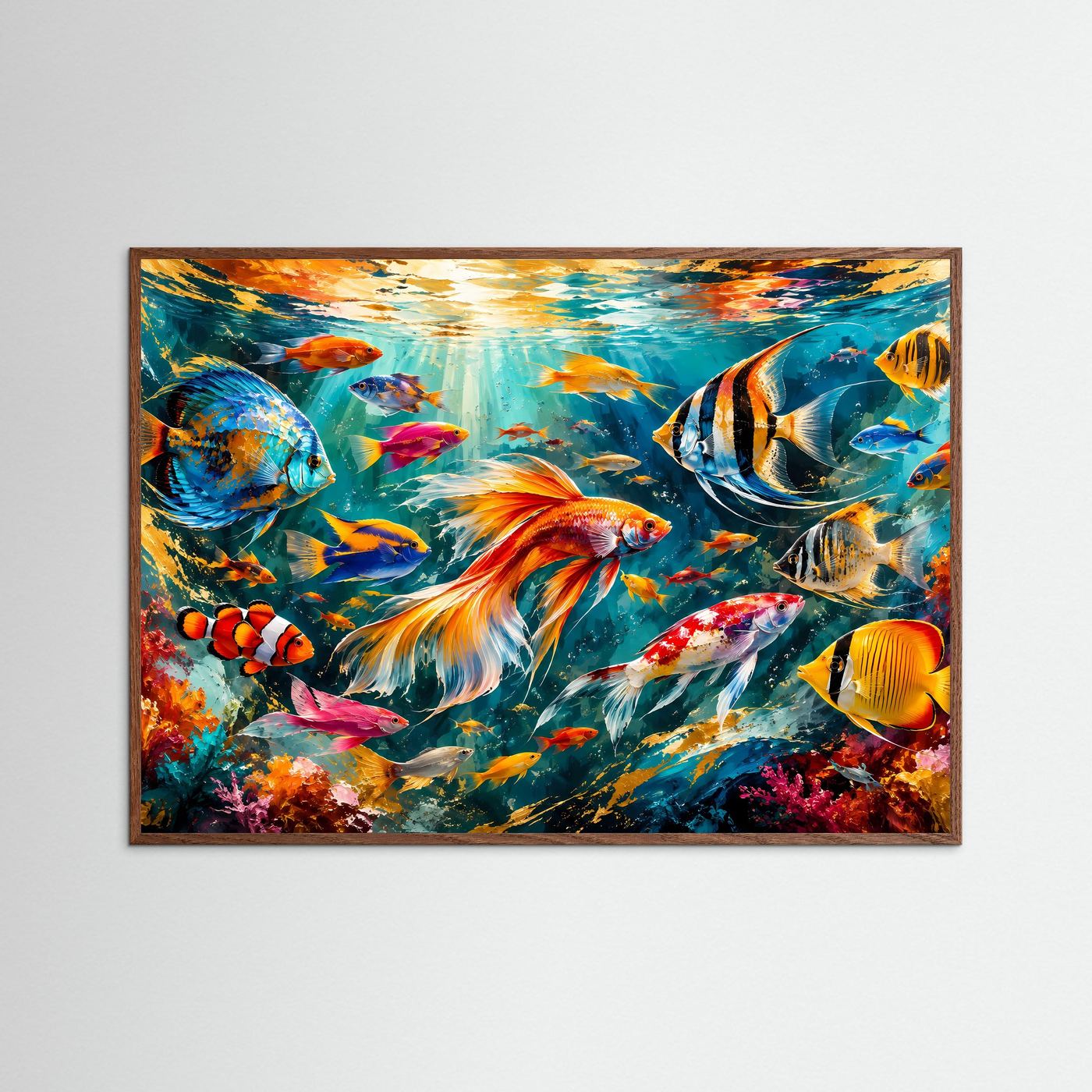 Unterwasserwelt in bunten Farben | Modernes Wandbild mit Korallenriff & exotischen Fischen