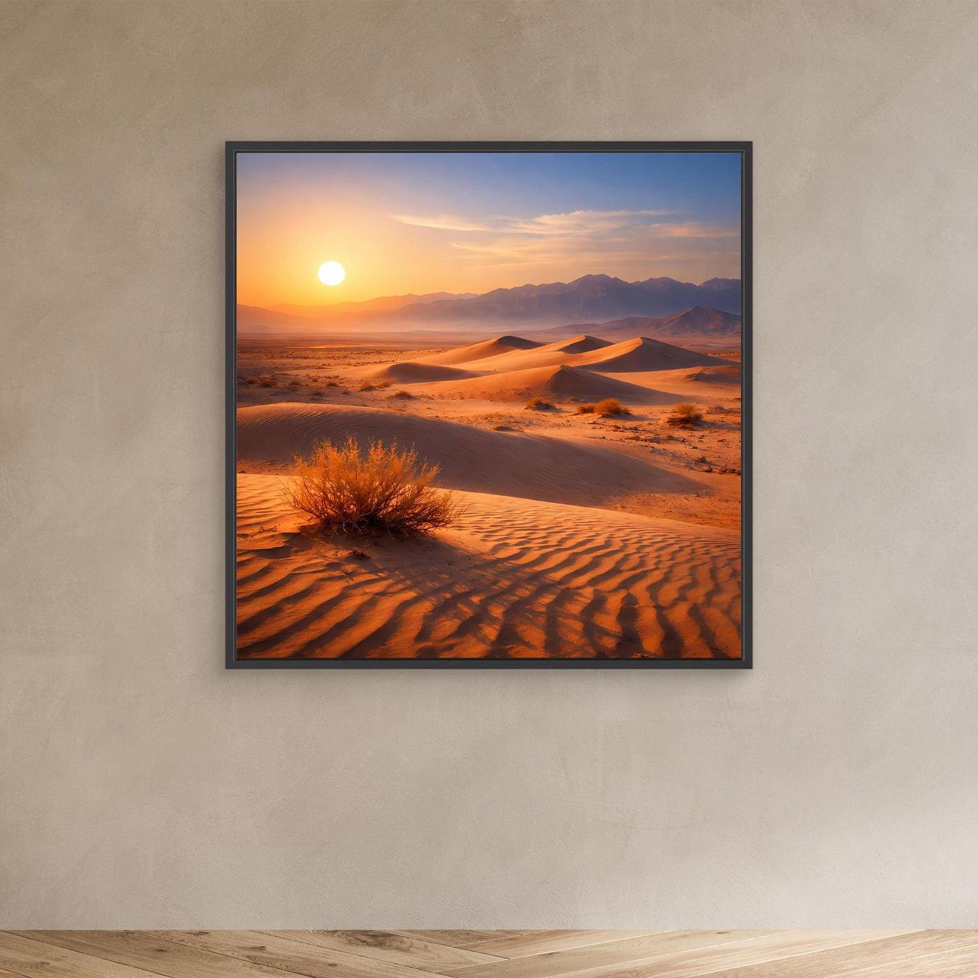 Leinwand Goldener Sonnenuntergang in der Wüste | Modernes Dünen-Landschaft Wandbild