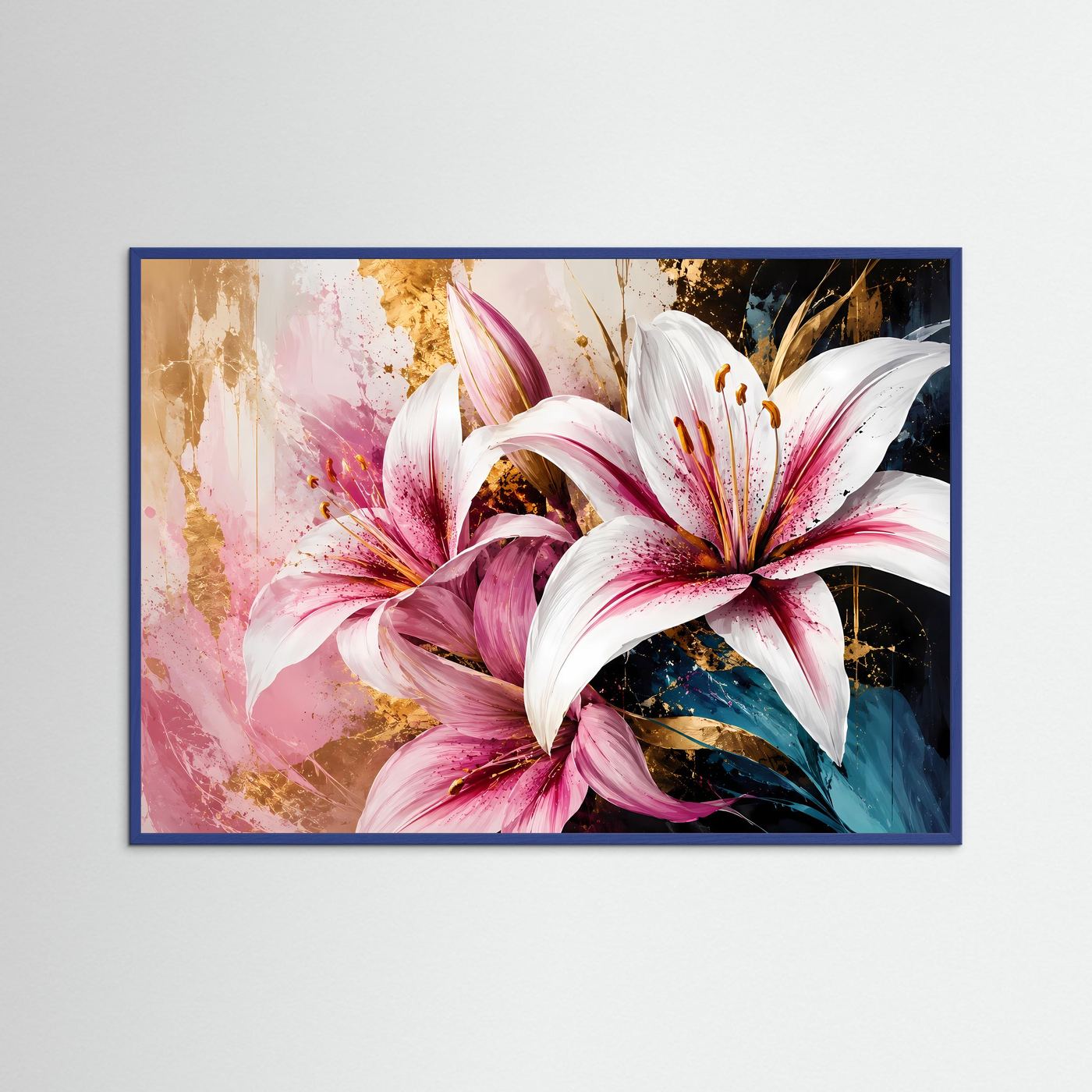 Prächtige Lilien im edlen Farbspiel | Modernes Blumen- & Kunst-Poster Querformat