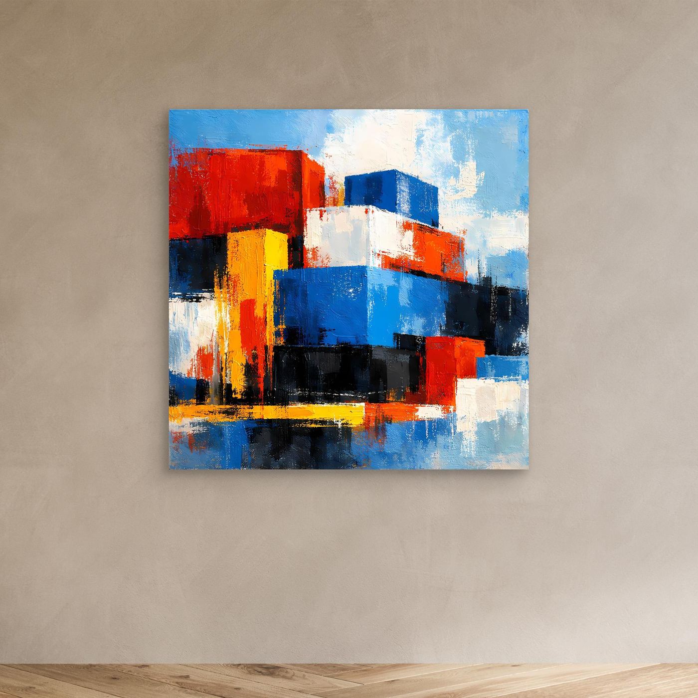 Leinwand Abstrakte Geometrische Kuben | Modernes Wandbild Bunte Blöcke