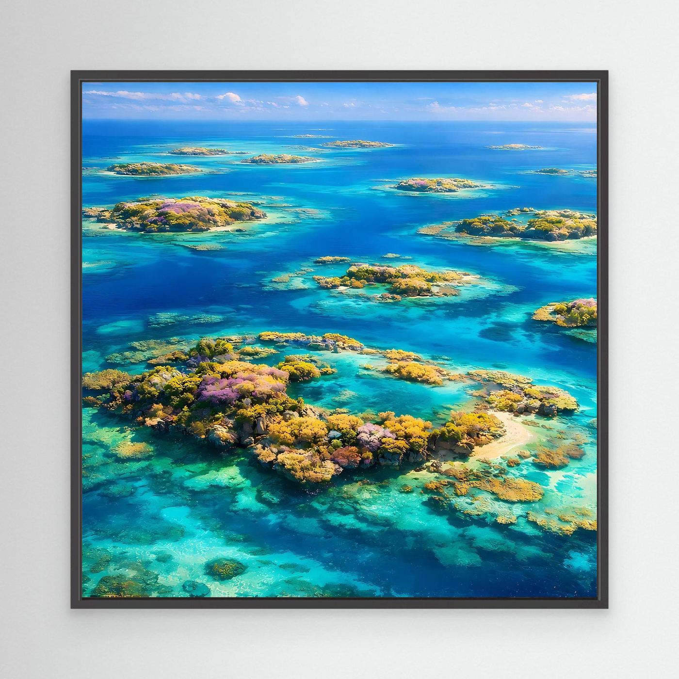 Leinwandbild Paradiesische Inselwelt | Tropisches Atoll Wandbild auf echtem Holzkeilrahmen