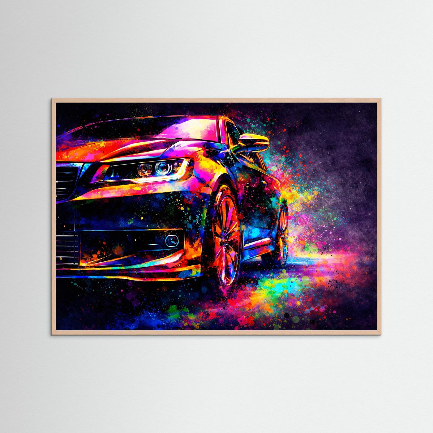 Sportwagen im Farbrausch | Modernes Auto Pop Art Poster Querformat