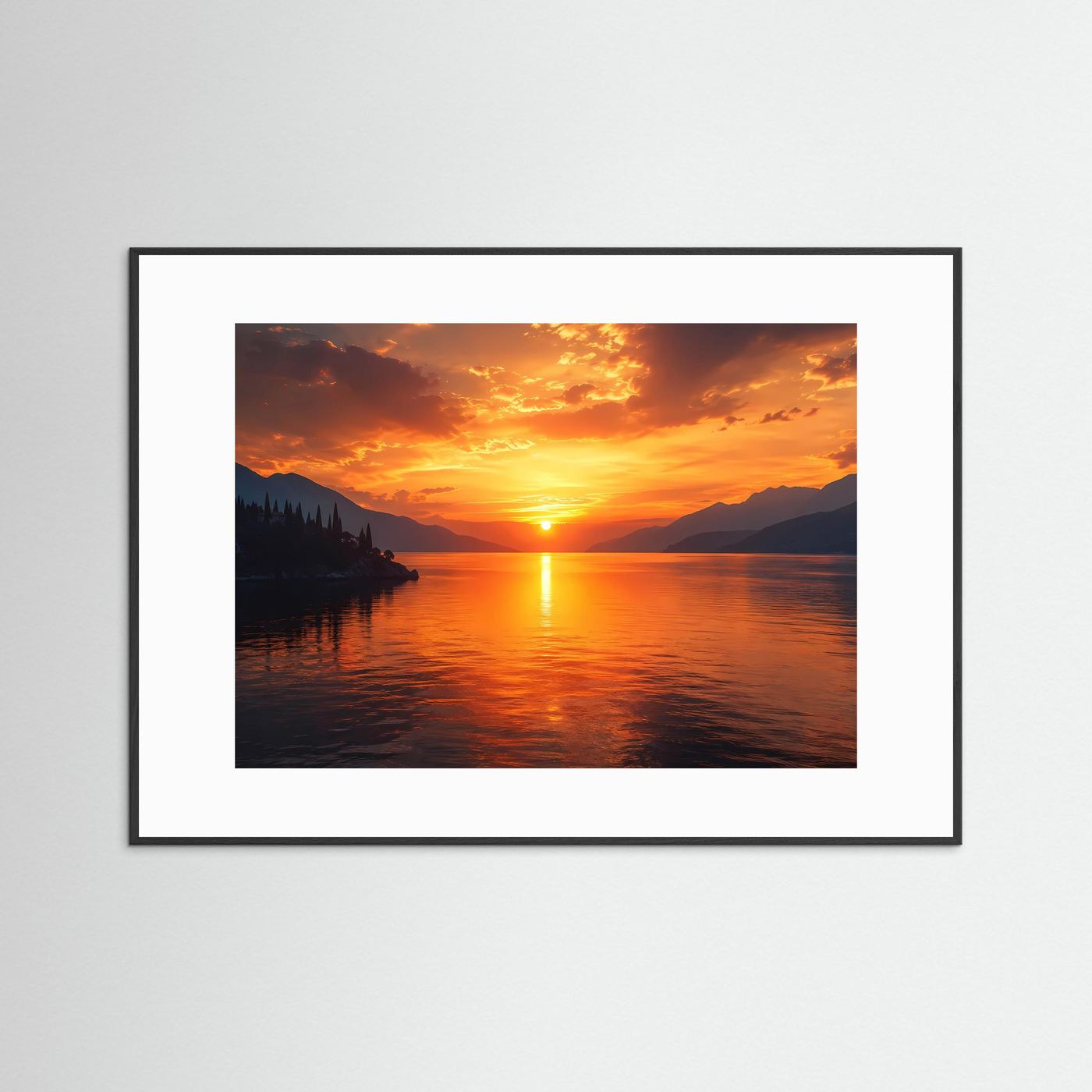 Goldener Abend am See | Romantisches Sonnenuntergang Panorama Poster