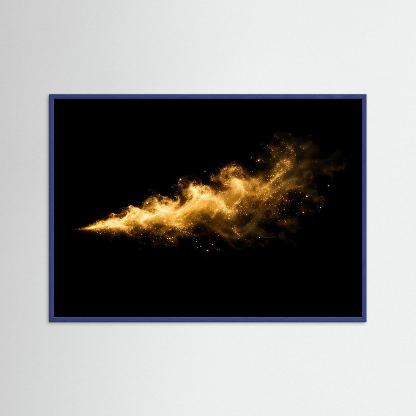 Eleganter Goldstaub im Rauchwirbel | Abstraktes Luxus Poster Querformat