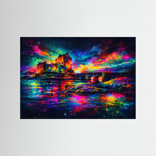 Farbgewaltiges Eilean Donan Castle | Schottland Burg & Natur Poster Querformat
