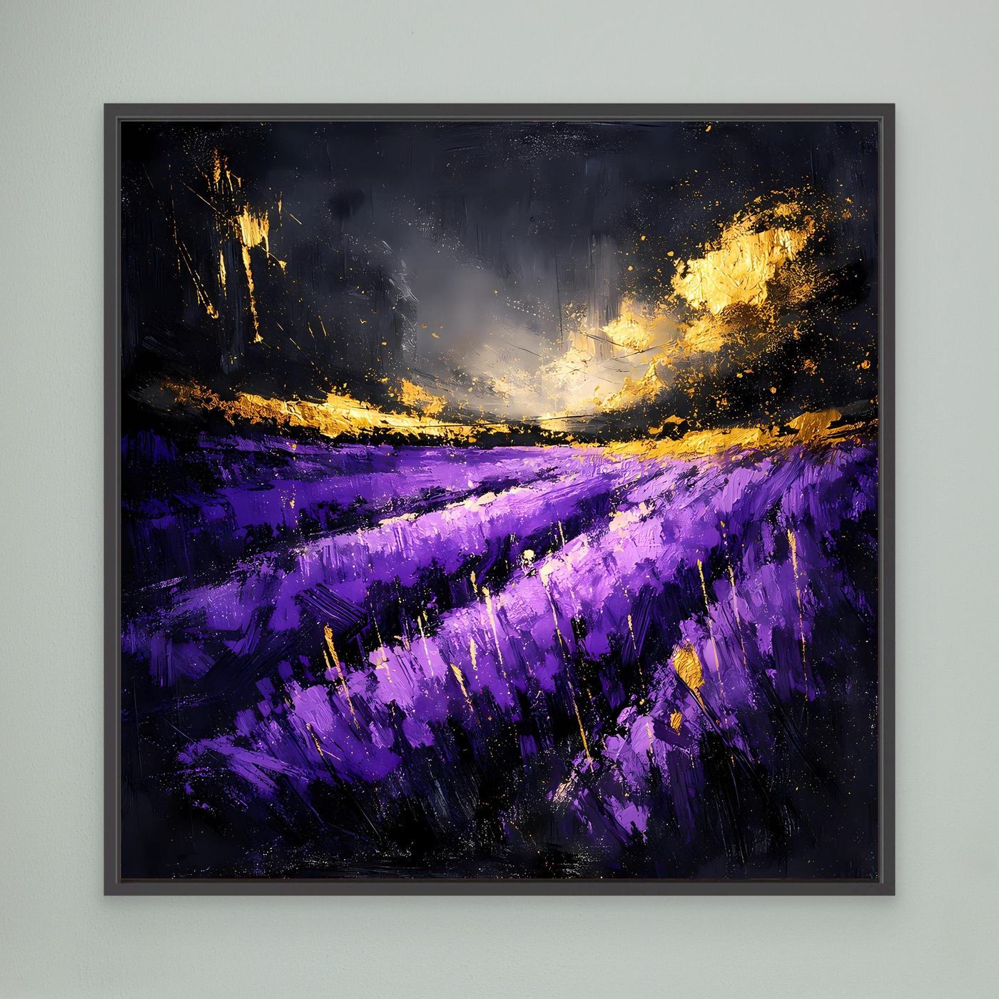 Leinwand Abstraktes Lavendelfeld im Abendlicht | Modernes Natur Wandbild