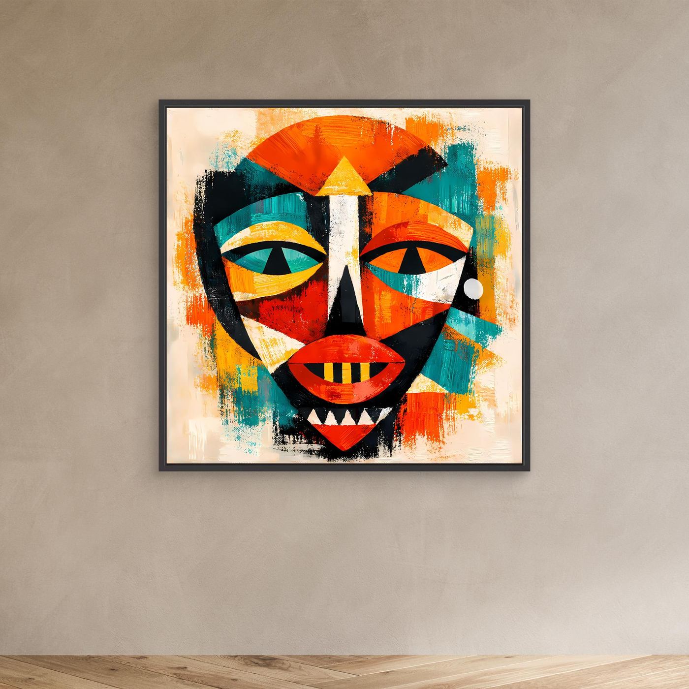 Leinwand Abstrakte Afrikanische Maske | Kubistisches Modern Art Wandbild