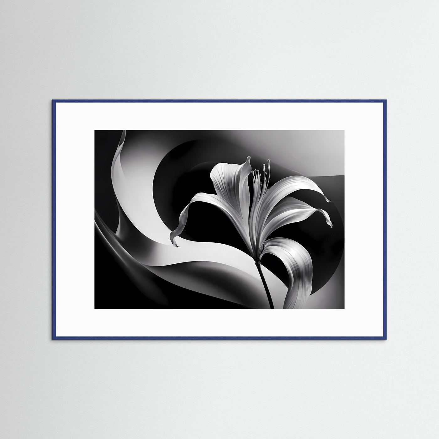 Schwarz-Weiß Lilie Wandbild | Abstrakte Blumen Kunst in Schwarz & Weiß