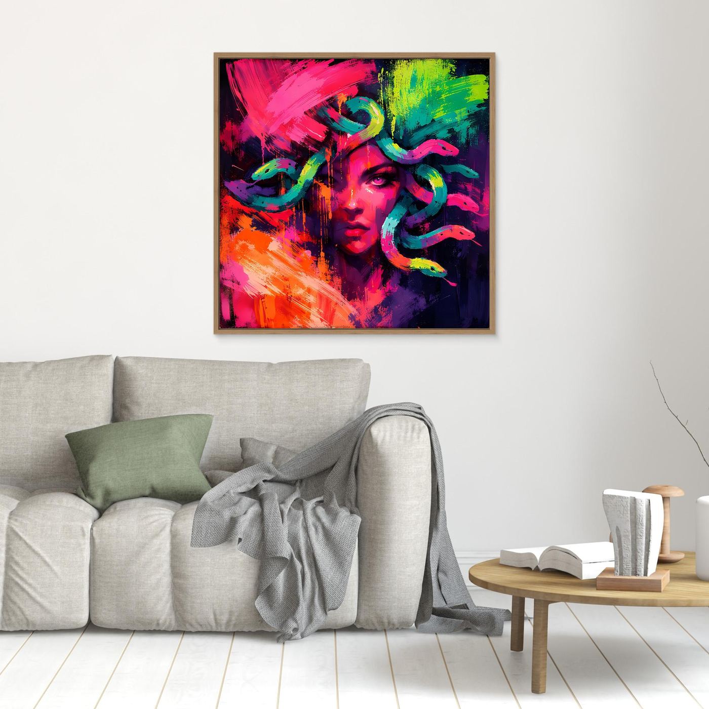 Leinwandbild Abstrakte Medusa im Neon-Stil | Moderner Mythos