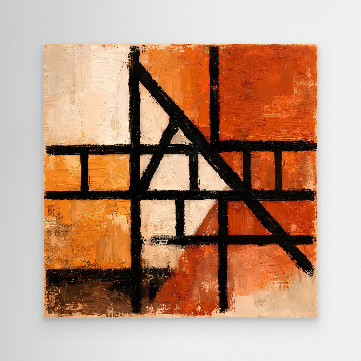 Leinwand Geometrische Linien auf Terrakotta | Abstraktes Modernes Wandbild
