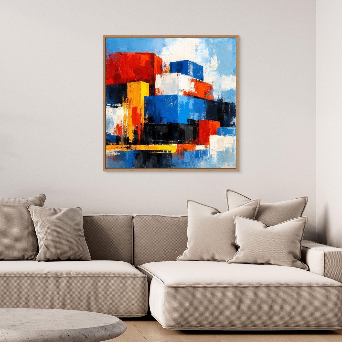 Leinwand Abstrakte Geometrische Kuben | Modernes Wandbild Bunte Blöcke