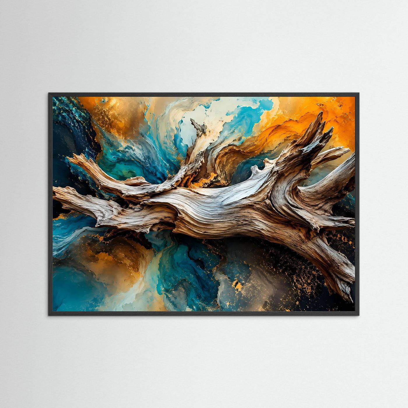 Urkräfte der Natur | Abstraktes Treibholz & Ozean Poster im Querformat