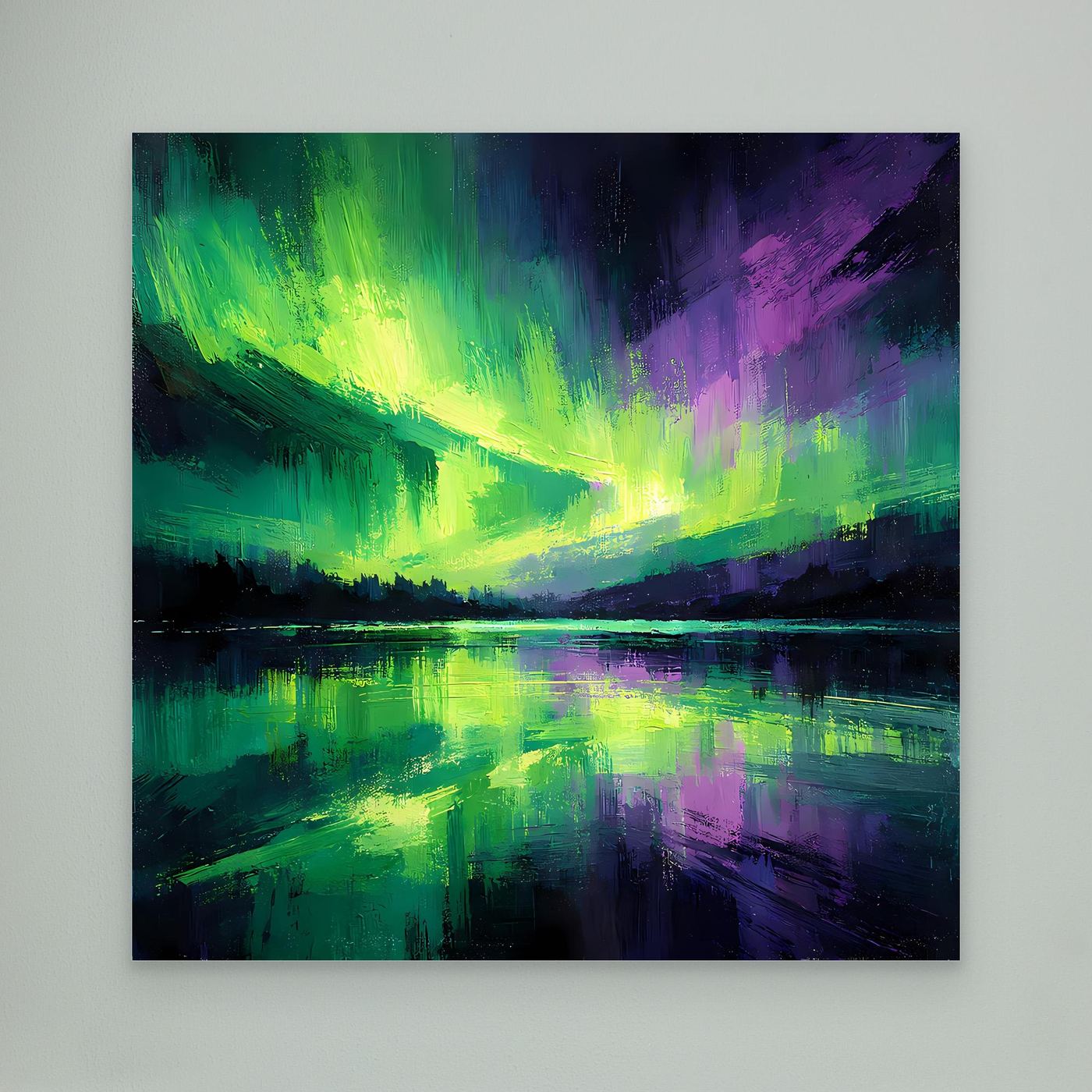 Leinwand Magisches Polarlicht | Abstraktes Nordlicht Natur Wandbild