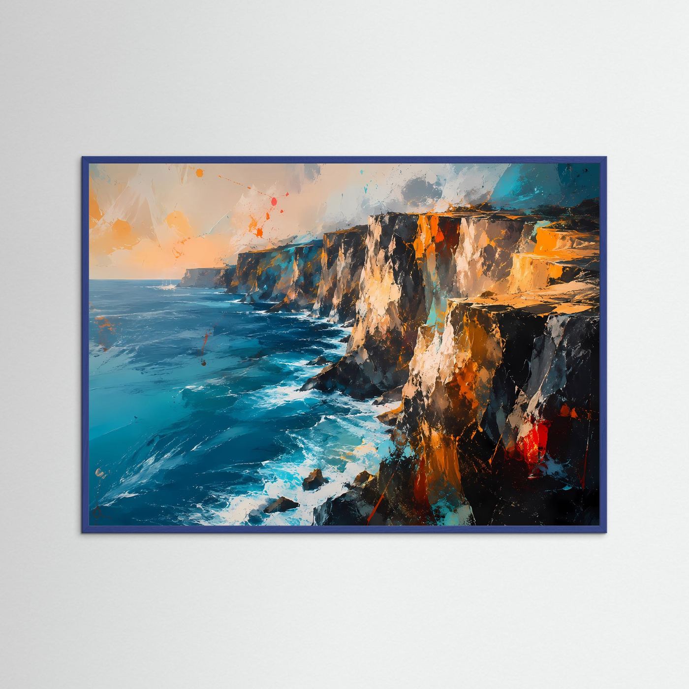 Dramatische Klippen am Ozean | Modernes Küsten & Meereslandschaft Poster im Querformat
