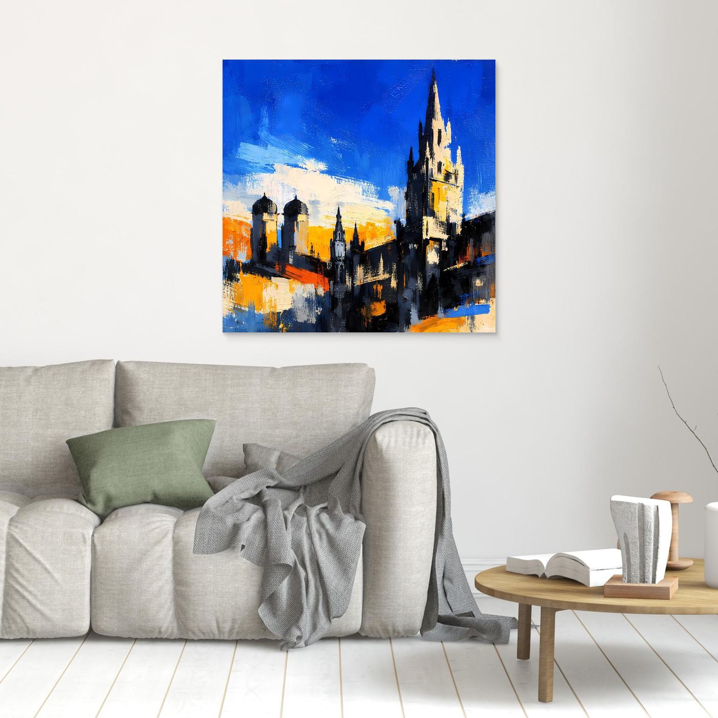Leinwand Historische Stadtkulisse bei Sonnenuntergang | Abstraktes Architektur Wandbild