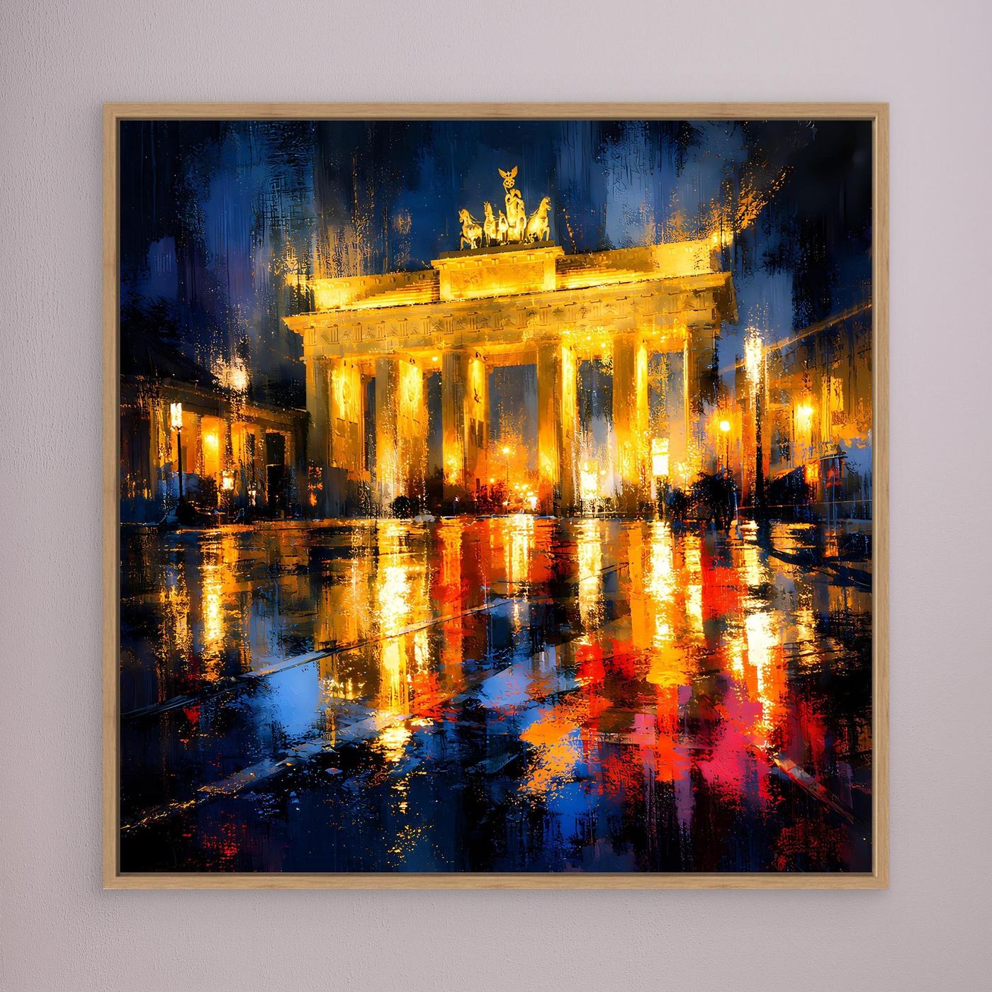 Leinwand Beleuchtetes Brandenburger Tor bei Nacht | Abstraktes Berlin Wandbild