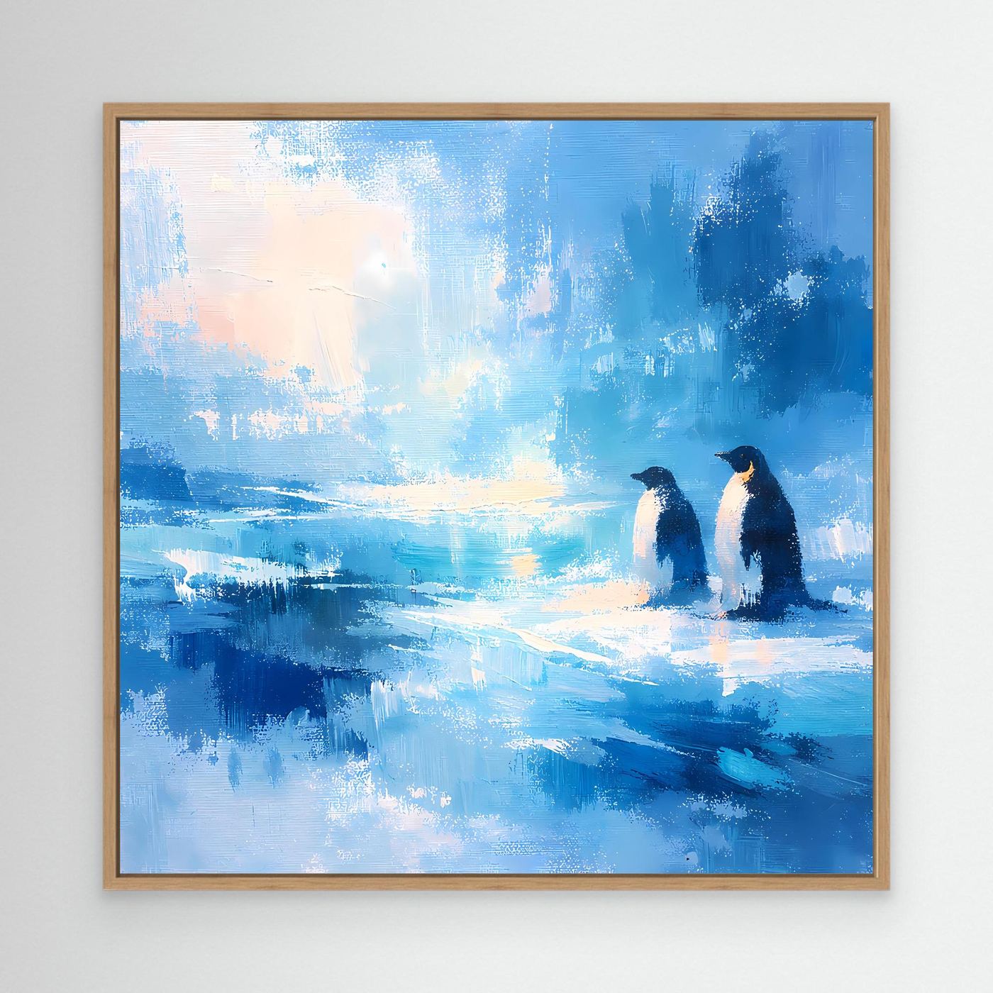 Leinwand Majestätische Pinguine im Ewigen Eis | Abstraktes Antarktis Wandbild