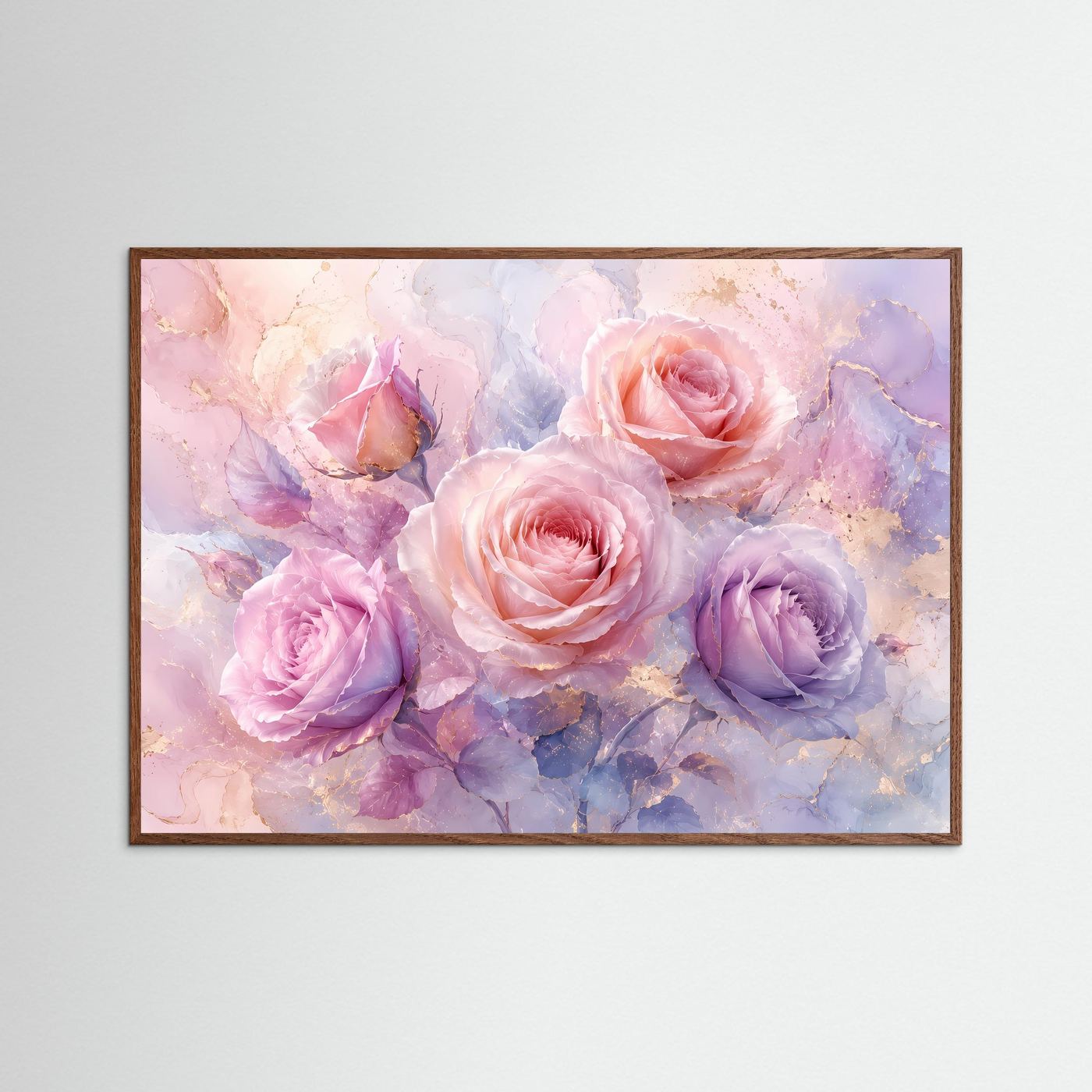 Rosen Poster Pastell | Zarte Rosenblüten in Rosa & Flieder | Florale Wandkunst | Modernes Blumenbild | Leinwand | Premium Wall Art
