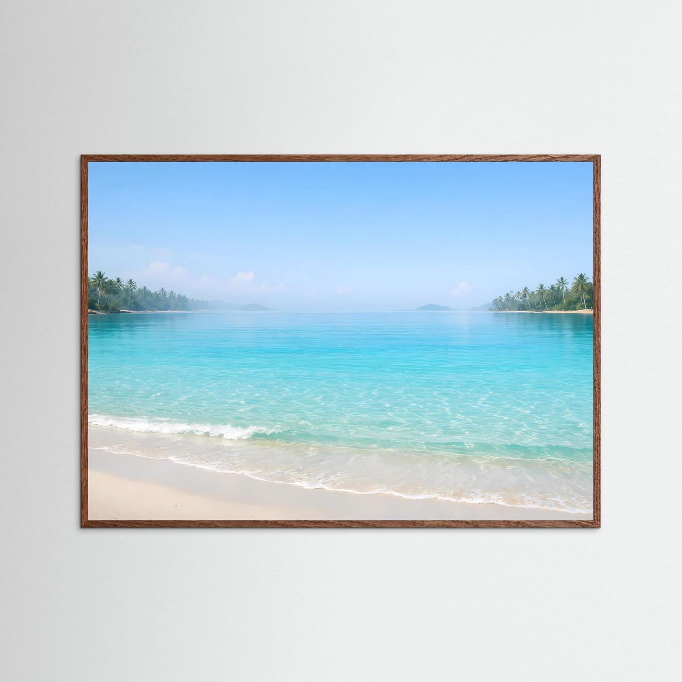 Traumhafte Tropenbucht mit Palmen | Panorama Strand & Meer Poster Querformat