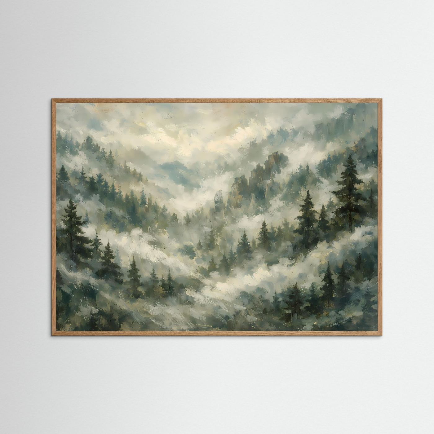 Neblige Bergidylle im Tannenwald | Panorama Natur & Landschaft Poster Querformat