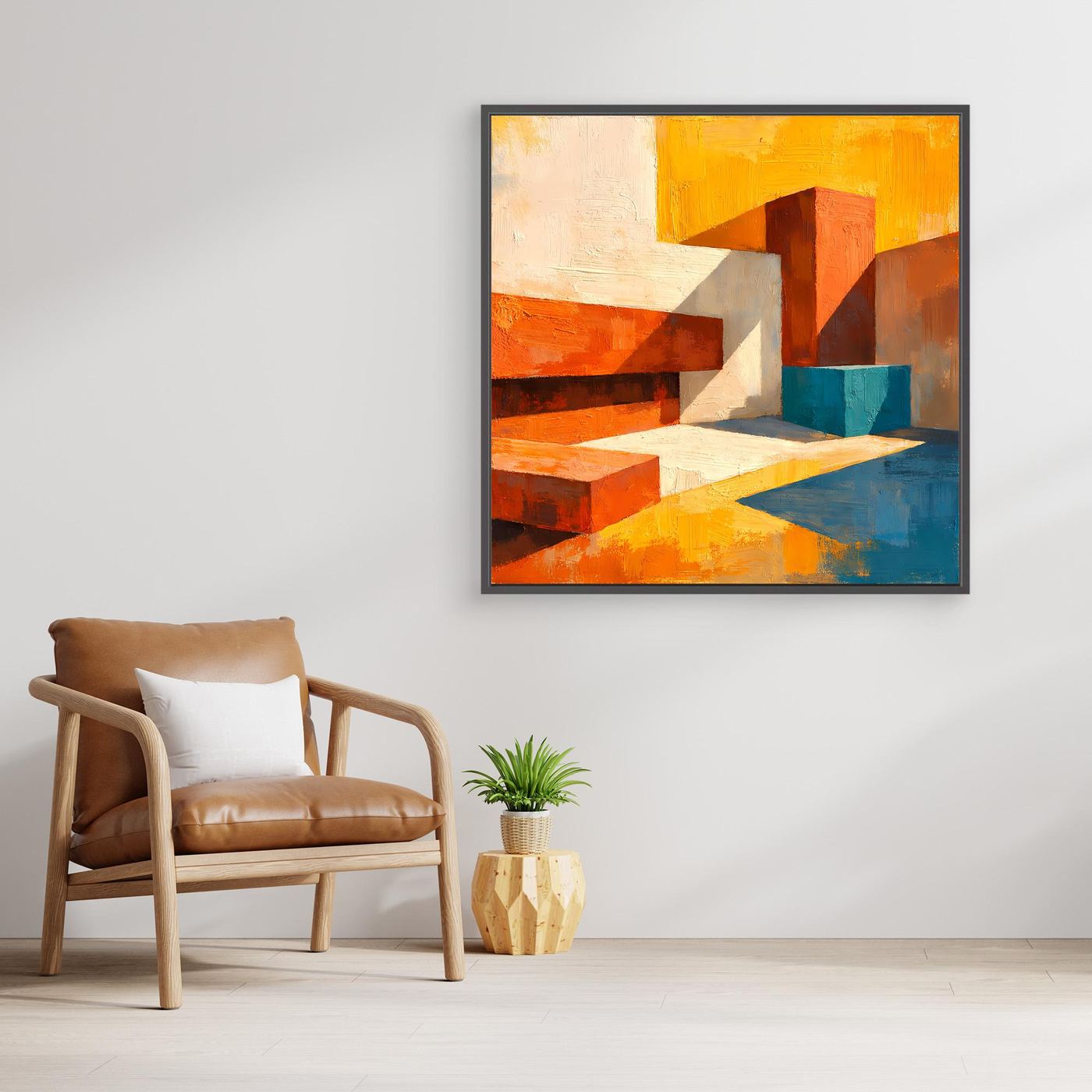 Leinwand Abstrakte Geometrische Formen im Licht | Modernes Architektur Wandbild