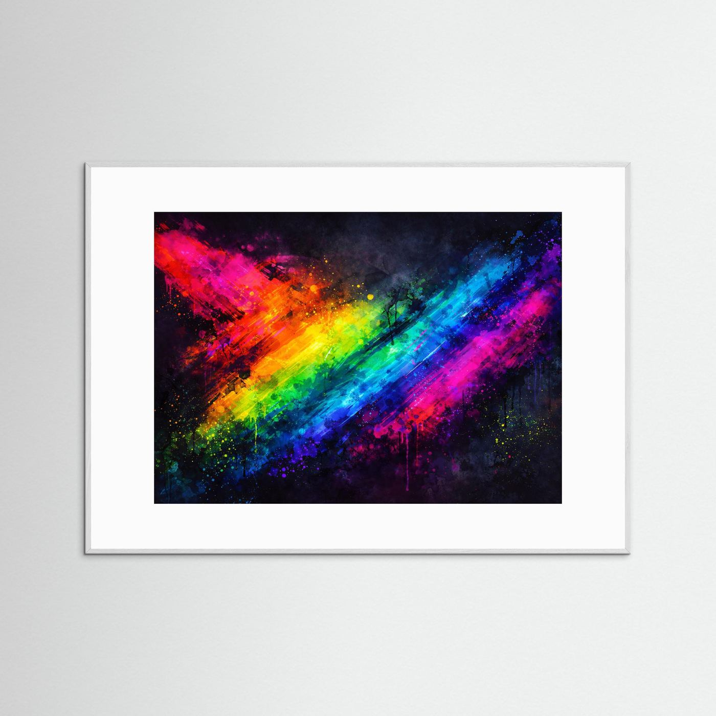 Pulsierende Farbdynamik & Regenbogen | Moderner Kunst Print Querformat Wandbild